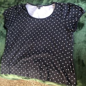 Forever 21 black stretchy shirt with white dots
